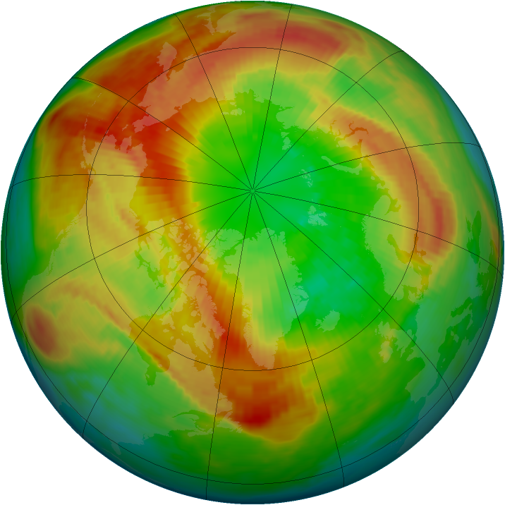 Arctic ozone map for 13 March 1990